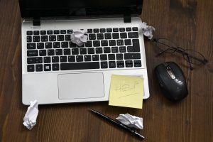 laptop, mouse, note, notebook, keyboard, computer, pencil, glasses, problems, help, support, keys, portable device, work, write, repair, table, wood, technology, home office, workplace, post it, support, support, support, support, support, post it